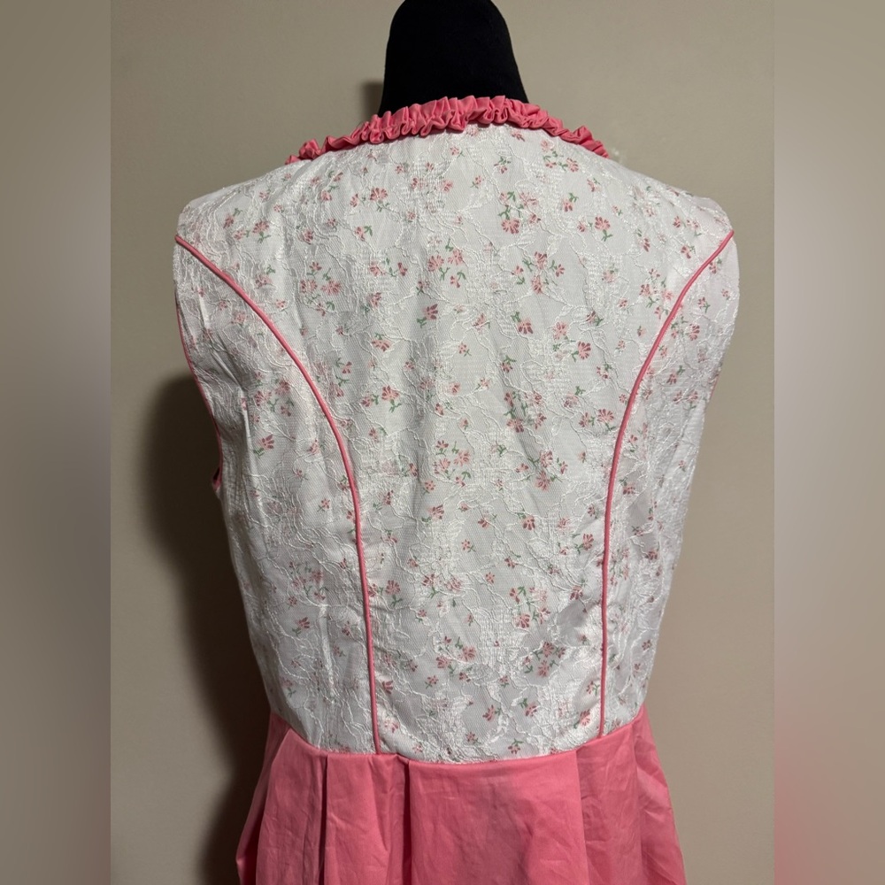NWT Scarlet Darkness Pink and White Square Neckline Floral Dress size large - Picture 8 of 12